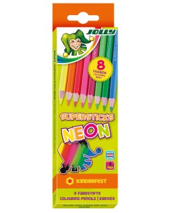 Комплект цветни моливи Jolly Kinder Neon MIX - 8 цвята