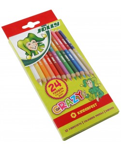 Комплект цветни моливи Jolly Crazy - Двустранни, 12 x 2 цвята