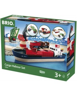 Комплект Brio - Влак с релси и аксесоари, Товарно пристанище, 16 части