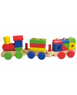 Играчка от дърво Beluga - Влак с кубчета