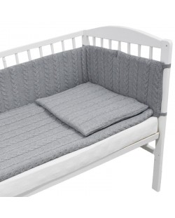 Плетен спален комплект от 4 части за бебешко креватче EKO - Сив