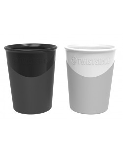 Комплект от 2 чаши Twistshake  - Бяла и черна, 170 ml