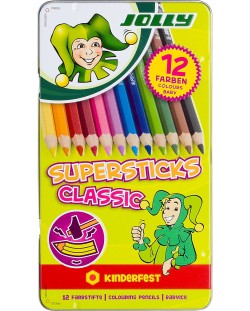 Цветни моливи JOLLY Kinderfest Classic - 12 цвята, в метална кутия
