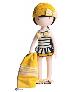 Комплект дрехи за кукла Paola Reina Gorjuss - Бански и плажна кърпа, 32 cm