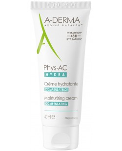 A-Derma Phys-AC Хидратиращ компенсиращ крем за лице, 40 ml (Лимитирано)