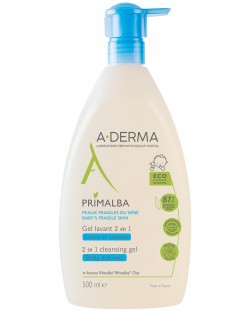 A-Derma Primalba Почистващ гел за коса и тяло, 500 ml