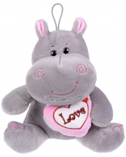 Плюшена играчка Morgenroth Plusch - Хипопотамче с розово сърце, 20 cm