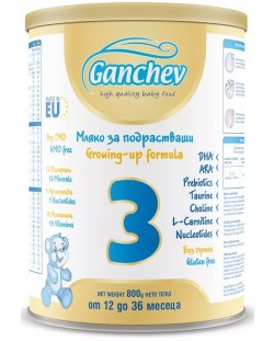Адаптирано мляко Ganchev 3 - С пробиотик, 800 g