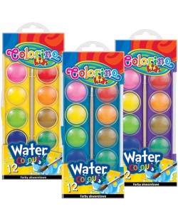 Акварелни бои Colorino Kids - 12 цвята, голяма кутия, асортимент