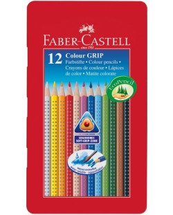 Акварелни моливи Faber-Castell Grip 2001 - 12 цвята, метална кутия