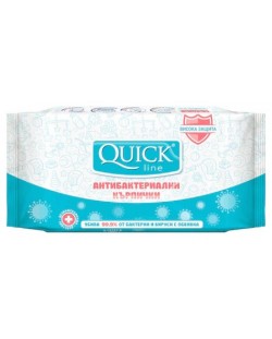 Антибактериални мокри кърпички Quickline, 15 броя