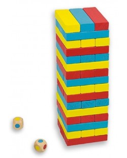 Дървена игра за баланс Andreu Toys - Цветна кула