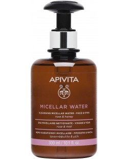 Apivita Face Cleansing Мицеларна вода, роза и мед, 300 ml