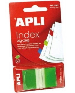 Индекс листчета зиг-заг APLI - Зелени, 25 х 45 mm, 50 броя