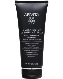 Apivita Face Cleansing Детоксикиращ гел с черен въглен и прополис, 150 ml