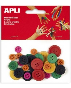 Дървени копчета APLI - Цветни, различни размери