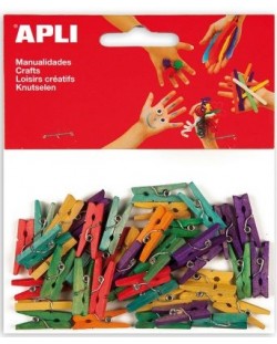 Дървени мини щипки APLI - Цветни