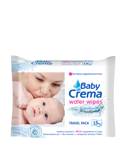 Мокри кърпички Baby Crema - Water, 15 броя