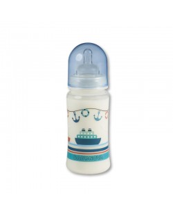 Пластмасово шише с широко гърло Baby Nova PР - 300 ml, Лодка