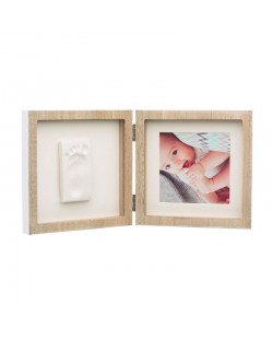 Бебешки отпечатък Baby Art - My Baby Style, със снимка (цвят дърво и бяло паспарту)