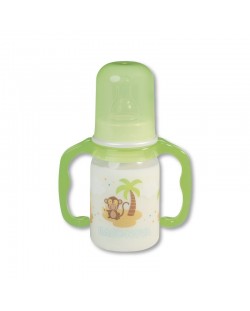 Пластмасово шише с дръжки Baby Nova РР - 125 ml, маймунка