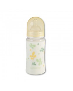 Пластмасово шише с широко гърло Baby Nova PA - 300 ml, жълто