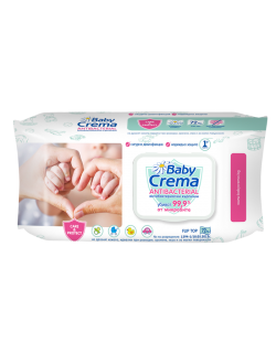 Антибактериални влажни кърпички Baby Crema - 72 броя
