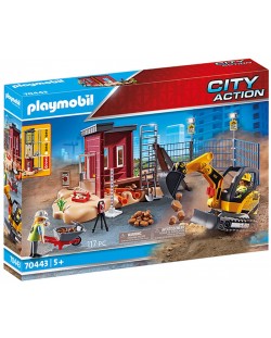 Игрален комплект Playmobil - Багер със строителна площадка