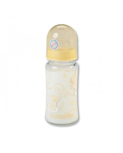 Стъклено шише Baby Nova -  230 ml, жълто