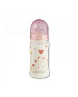 Пластмасово шише с широко гърло Baby Nova PР - 300 ml, Цветя