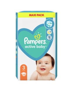 Бебешки пелени Pampers - Active Baby 3, 66 броя 