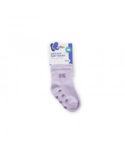 Бебешки чорапи против подхлъзване Kikka Boo - Памучни, 6-12 месеца, лилави