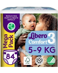 Бебешки пелени Libero - Comfort 3 (5-9 kg), Mega Pack, 84 броя