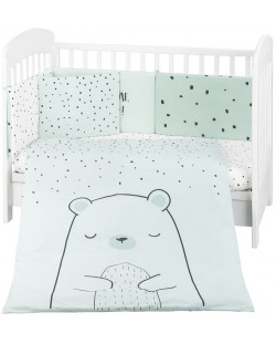 Бебешки спален комплект от 6 части KikkaBoo - Bear with me, Mint, 70 х 140 cm