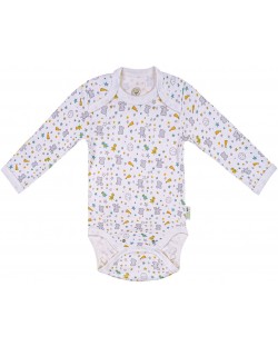 Бебешко боди Bio Baby - Органичен памук, 74 cm, 6-9 месеца, сиво-жълто