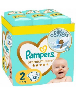 Бебешки пелени Pampers Premium Care - Размер 2, 224 броя