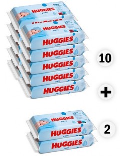 Бебешки мокри кърпички Huggies - Pure, 12 x 56 броя