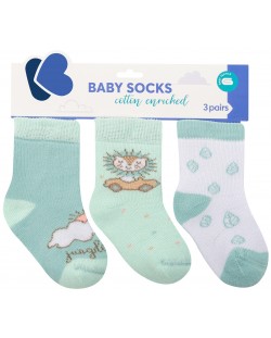 Бебешки термо чорапи Kikka Boo - 0-6 месеца, 3 броя, Jungle King 