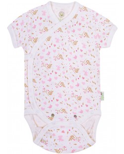 Бебешко боди Bio Baby - органичен памук, 68 cm, 4-6 месеца, розово-бяло