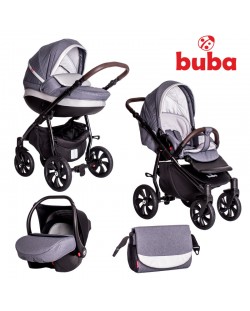 Бебешка комбинирана количка 3в1 Buba - Estilo 930, тъмносива