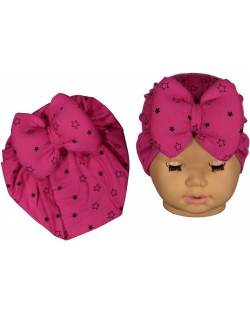 Бебешка шапка тип тюрбан NewWorld - Розова на зайчета