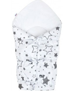 Бебешка пелена за изписване New Baby - Звезди, 70 х 70 cm, бяло и сиво