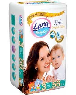 Бебешки пелени Lara Premium - Midi,  5-9 kg, 56 броя