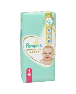 Бебешки пелени Pampers - Premium Care 4, 52 броя 