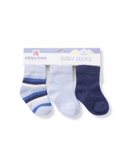 Бебешки чорапи Kikka Boo Stripes - Памучни, 6-12 месеца, тъмно сини