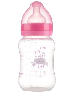 Бебешко шише с широко гърло Zizito - Little Angel, PP, 250 ml, розово