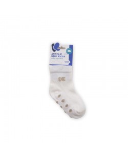 Бебешки чорапи против подхлъзване Kikka Boo - Памучни, 6-12 месеца, бели