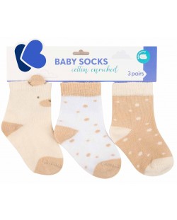 Бебешки чорапи с 3D уши Kikka Boo - My Teddy, 0-6 месеца, 3 чифта 