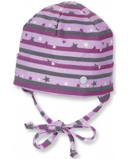 Бебешка шапка Sterntaler - На звездички, 43 cm, 5-6 месеца, лилаво-сива