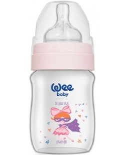 Бебешко шише Wee Baby Classic Plus, PP, 150 ml, розово с момиче
